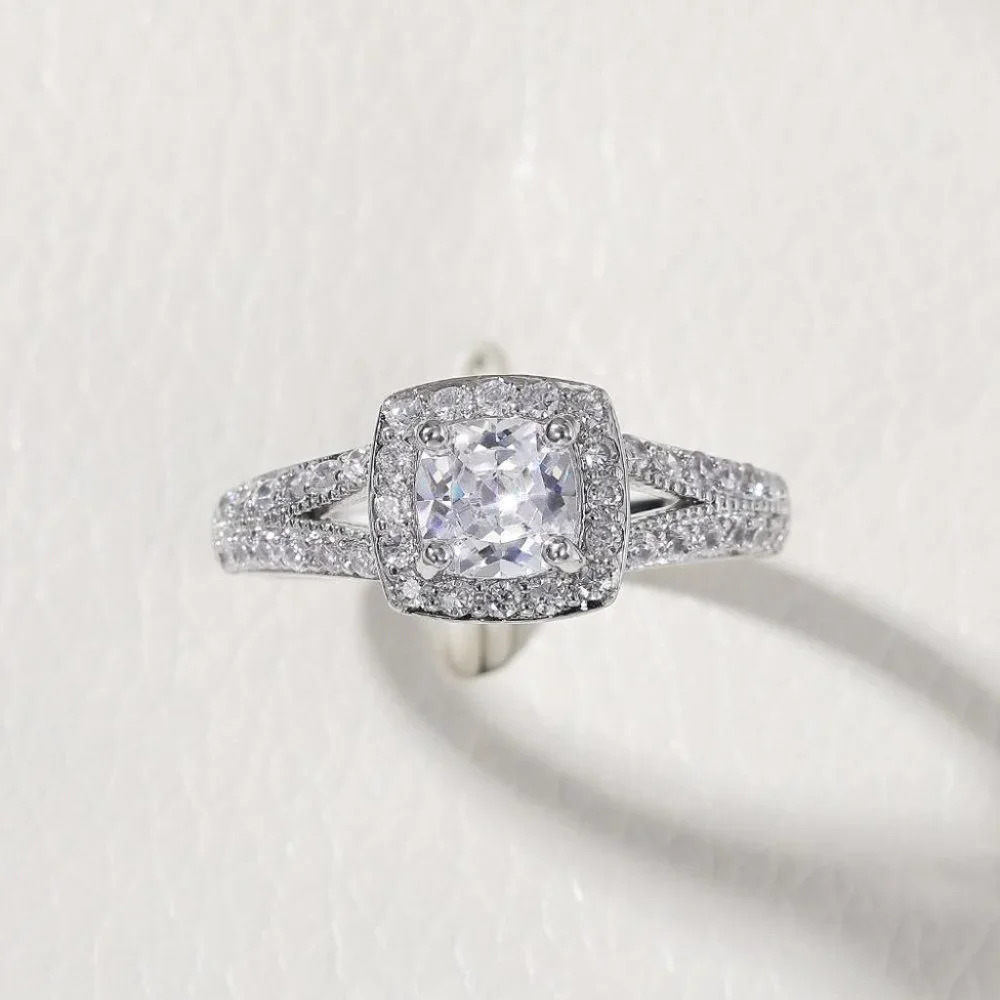 🌸NEW LUXURY 14K WHITE GOLD SQUARE GEM DIAMOND ENGAGEMENT RING FOR WOMEN, K774 - Picture 6 of 6